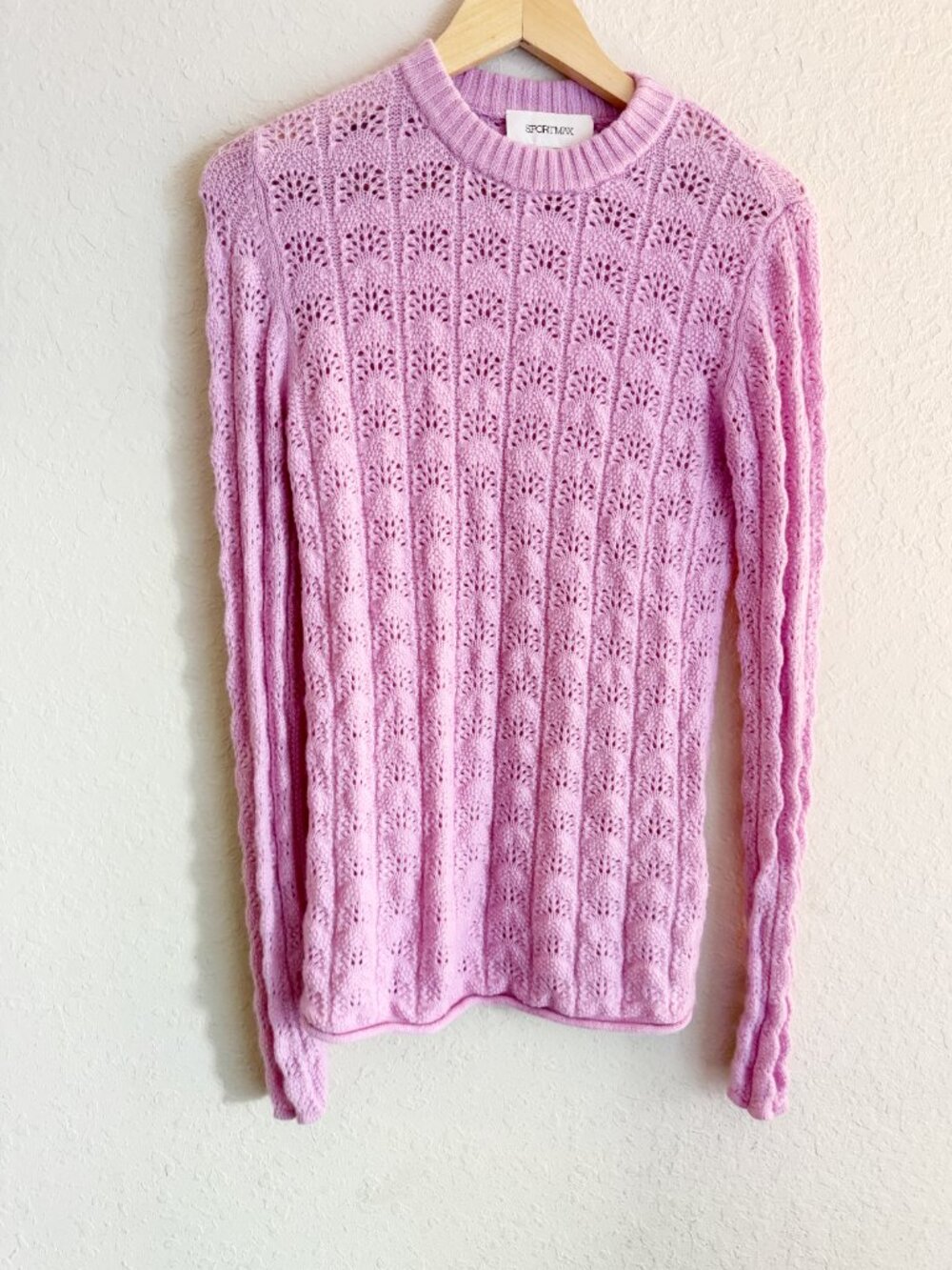 Sportmax Pink Wool Cashmere Pointelle Knit Sweater Size Small